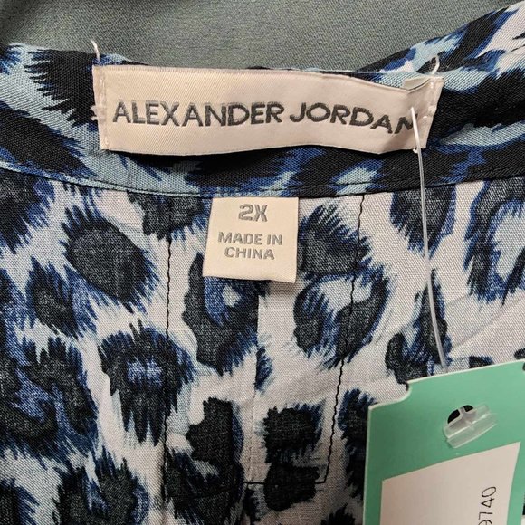 Alexander Jordan Women's Animal Print/Blue Leopard Print, Split back button down - Picture 3 of 5